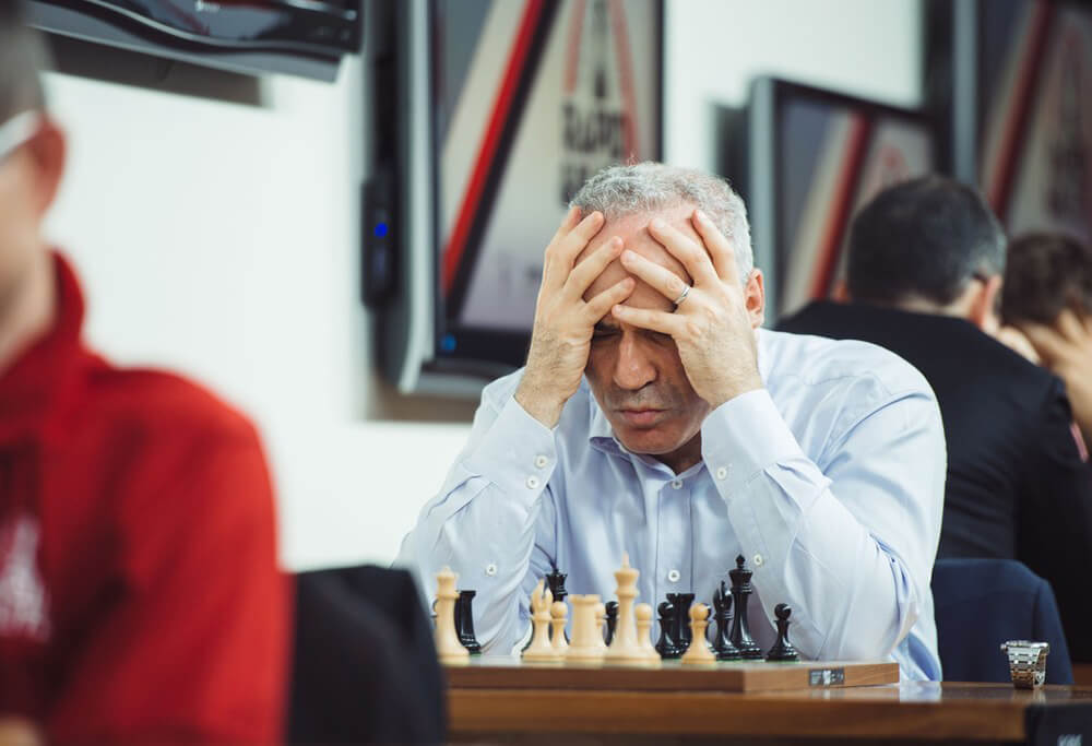 Russian chess grandmaster Garry Kasparov pictured in action competing