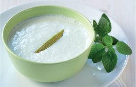 Chilled Cucumber Melon Soup with Greek Yoghurt