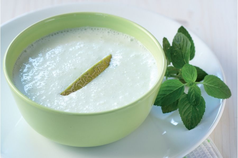 Chilled Cucumber Melon Soup with Greek Yoghurt